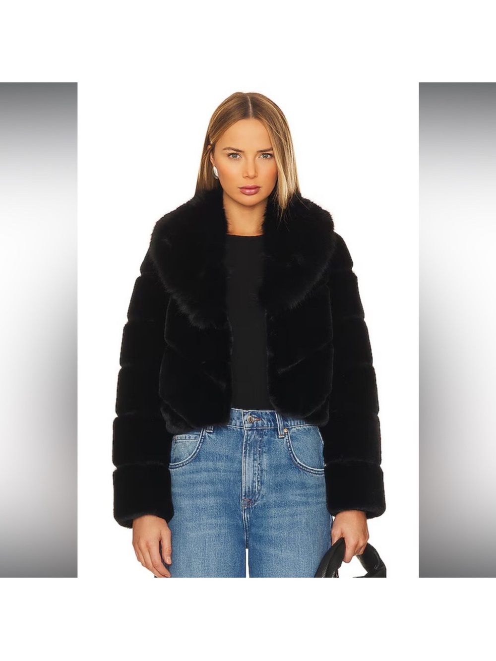 Generation Love Black Faux Fur Cropped Jacket - Women's Coat